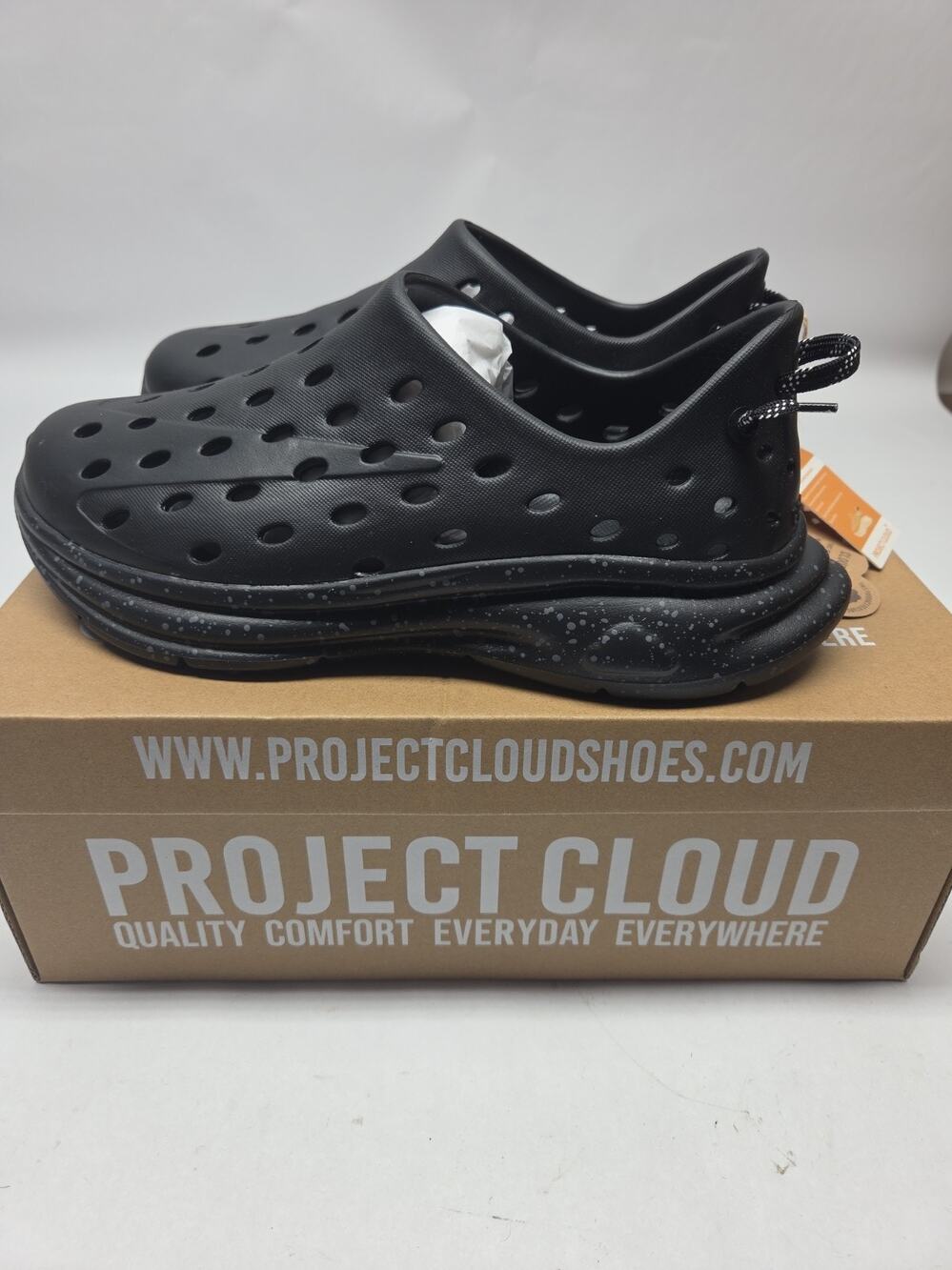 Project Cloud Recovery Shoes Women’s 8 M-(9) Black Non Slip Waterproof Slipon